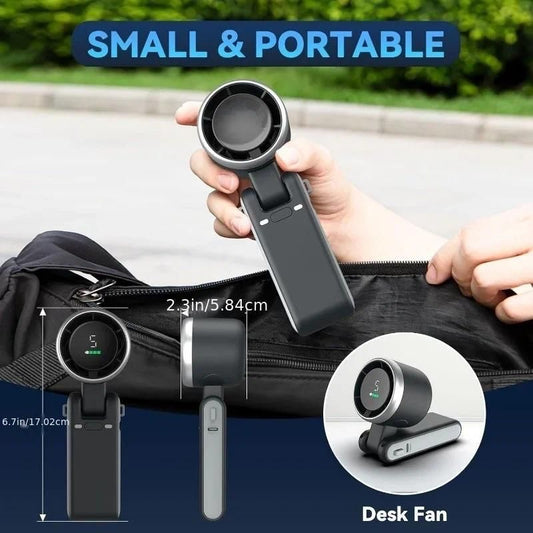 2pcs High-Speed Handheld Turbo Fan with Smart Display – Wearable Neck & Desk Fan Combo