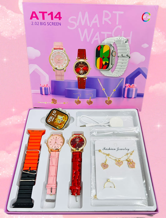 01AT14 smartwatch ultra and women's jewelry diamond set 8 in-1 Bluetooth sports watch