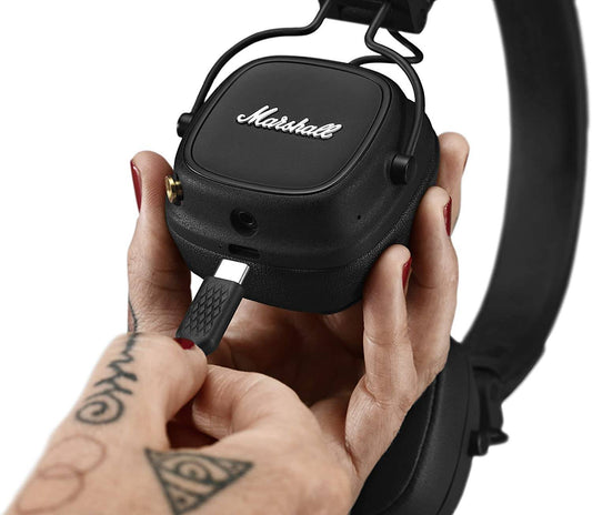 Major IV Foldable Bluetooth Headphones, With Wireless Charging, 80 Hours of Playtime, 20Hz - 20kHz Frequency Response, 40mm Speaker Diameter, Over Ear, Black | Major IV