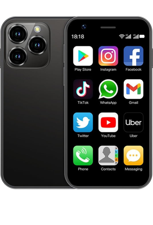 1111AMAV SOYES XS16 mini smartphone, 3GB RAM + 64 ROM, 3.0", compact phone, 4G LTE, Android 10.0 quad-core, 2000mAh, dual SIM, WiFi Bluetooth (Black)