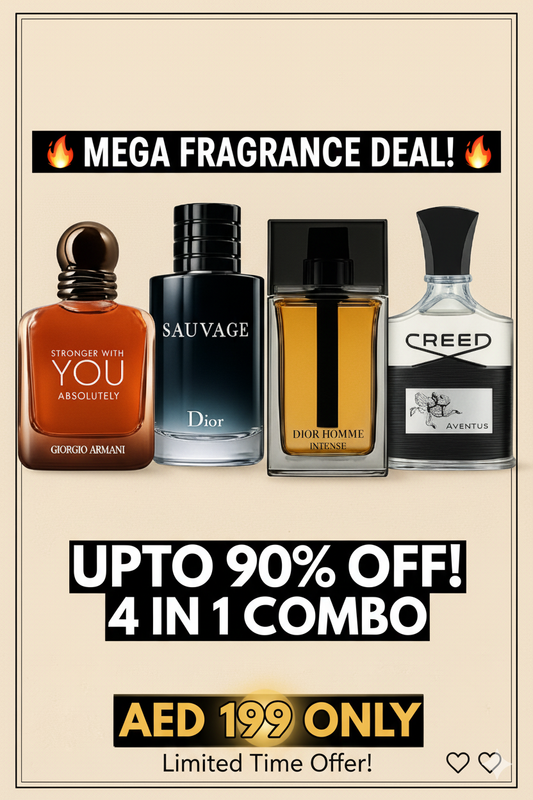 Giorgio Armani Stronger With You Absolutely, Dior Sauvage, Dior Homme Intense, and Creed Aventus.